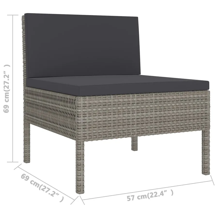 Salon de jardin 9 pcs avec coussins Résine tressée Gris - 8