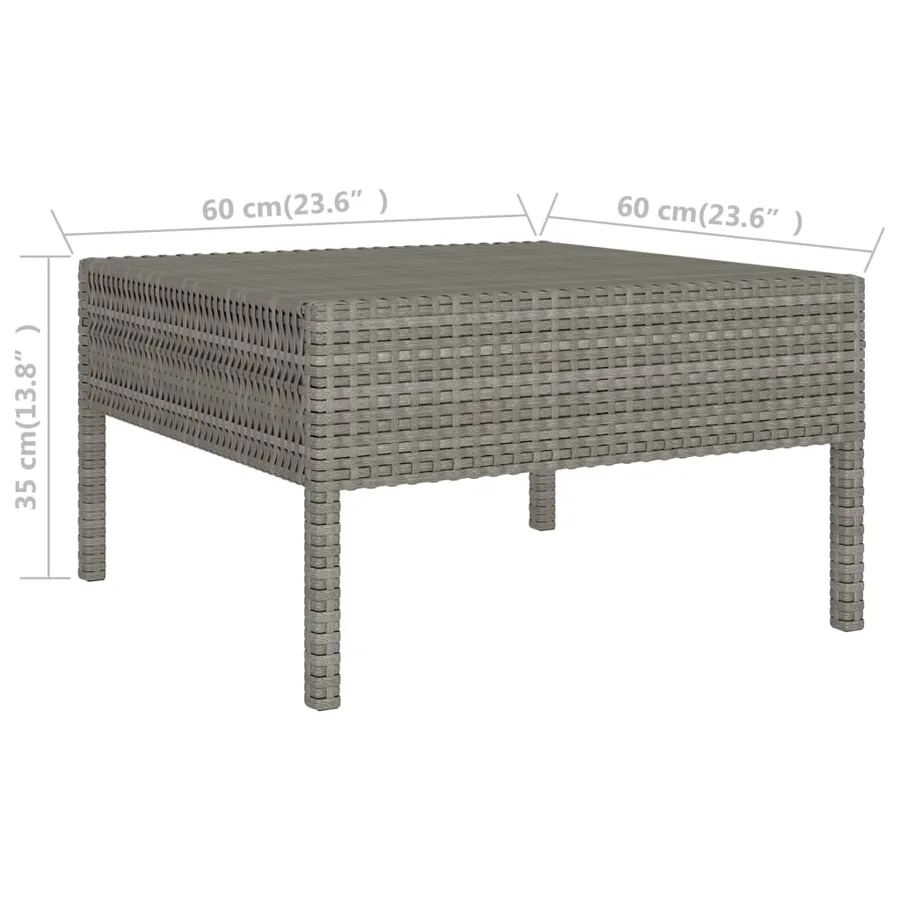 Salon de jardin 6 pcs avec coussins résine tressée gris - 8