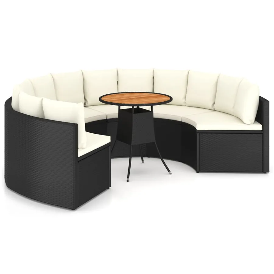 Salon de jardin 7 pcs avec coussins Résine tressée Noir - 2