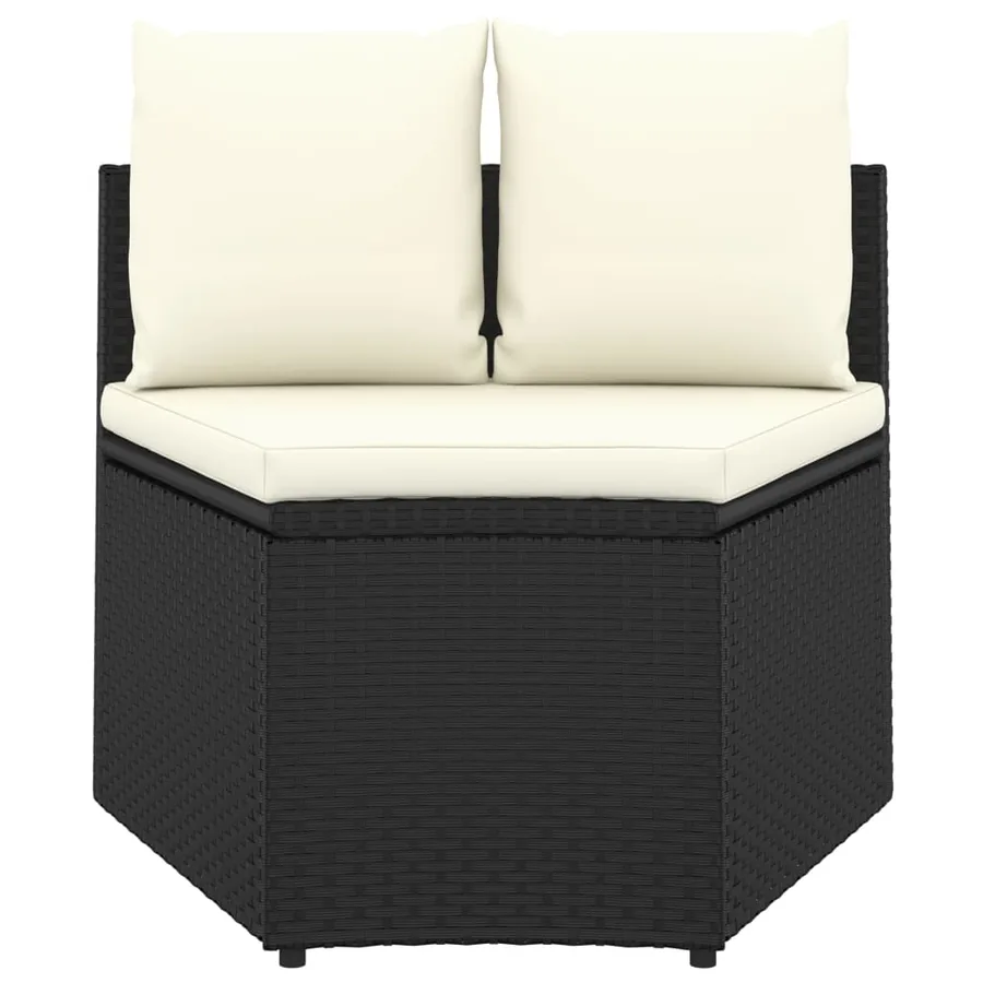 Salon de jardin 7 pcs avec coussins Résine tressée Noir - 5