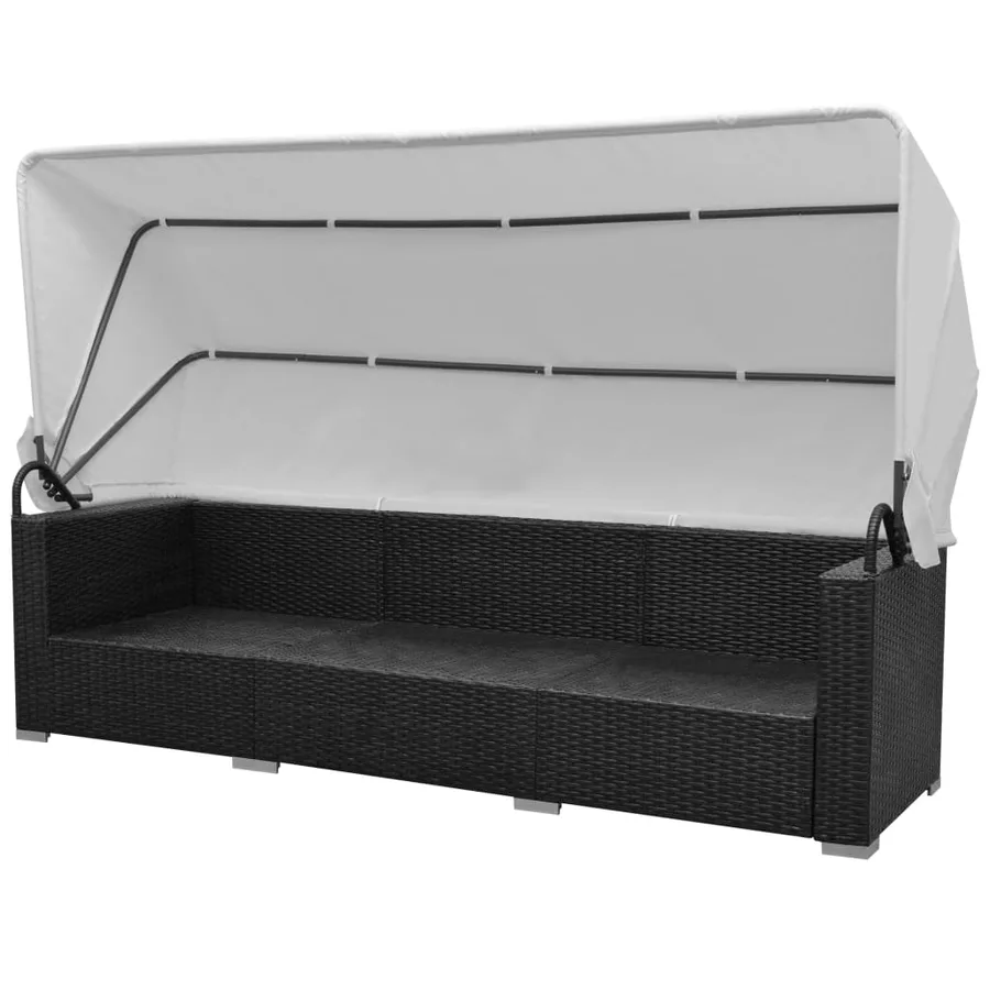 Salon de jardin 7 pcs avec baldaquin Résine tressée Noir - 5
