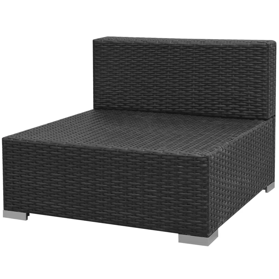 Salon de jardin 7 pcs avec baldaquin Résine tressée Noir - 6