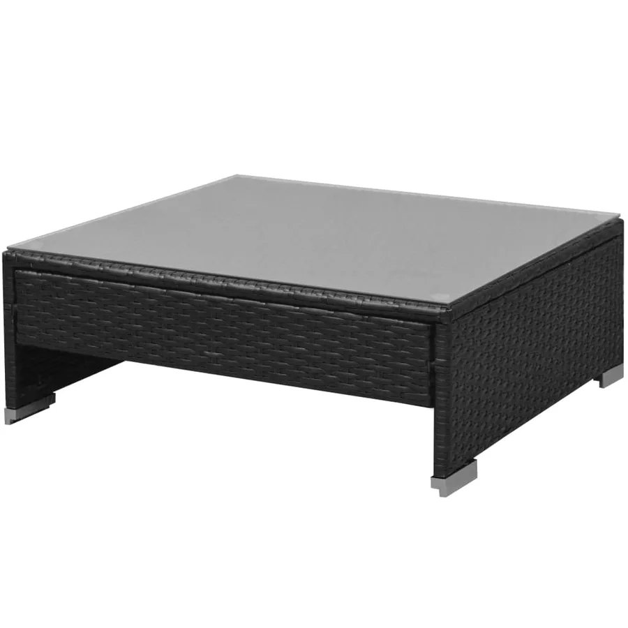 Salon de jardin 7 pcs avec baldaquin Résine tressée Noir - 7