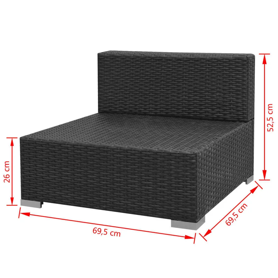 Salon de jardin 7 pcs avec baldaquin Résine tressée Noir - 9