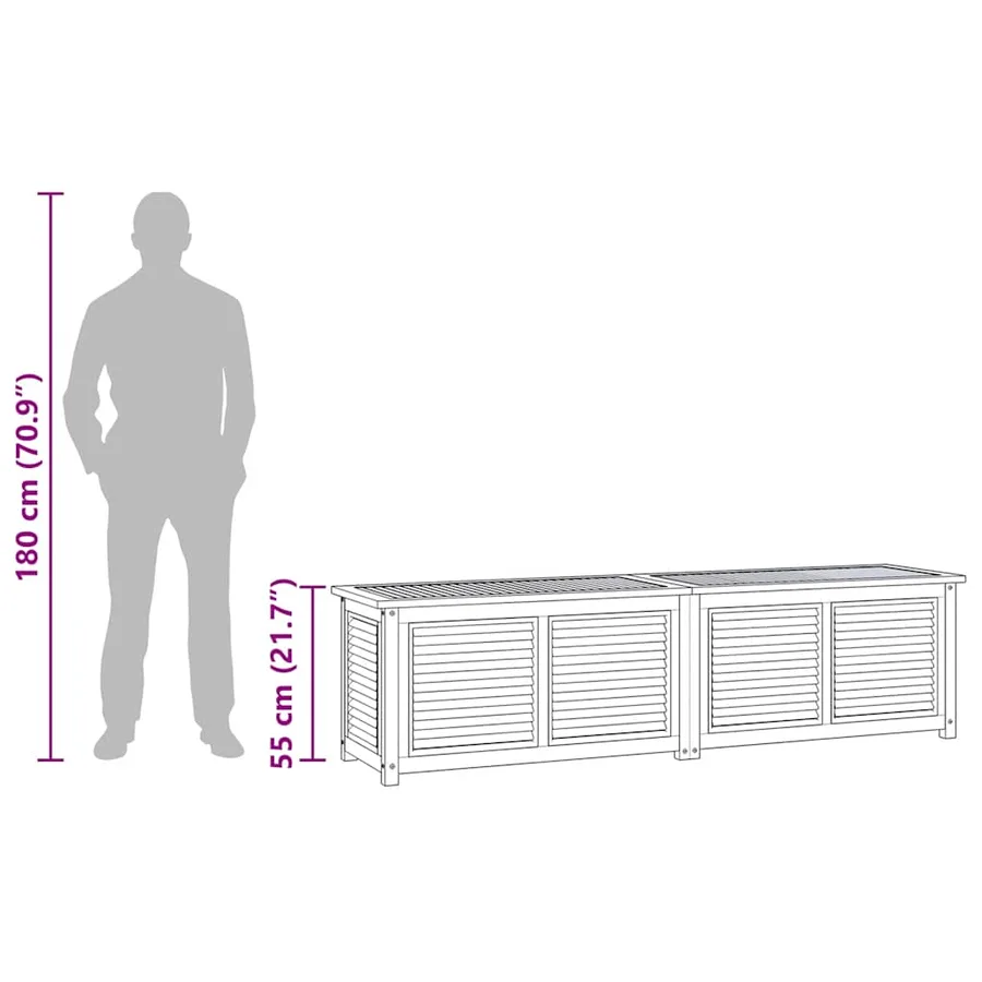 Boîte de rangement jardin et sac 200x50x55 cm bois massif teck - 10