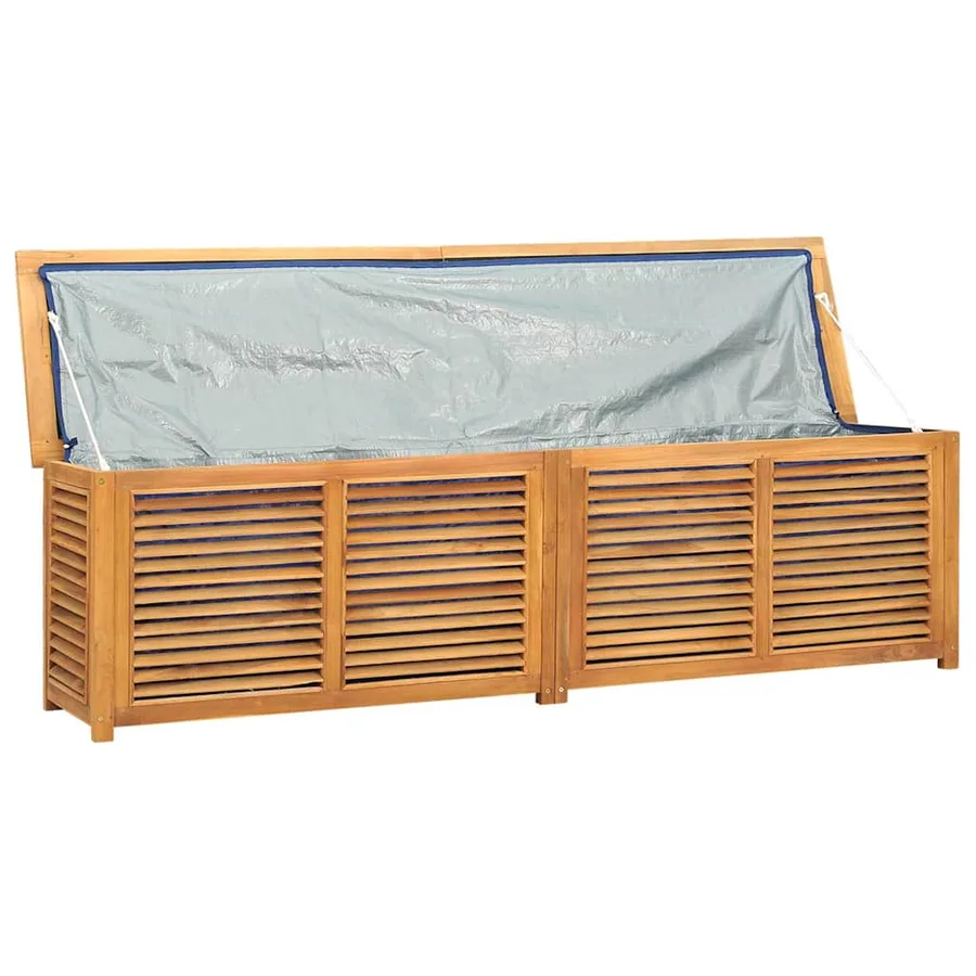 Boîte de rangement jardin et sac 200x50x55 cm bois massif teck - 5