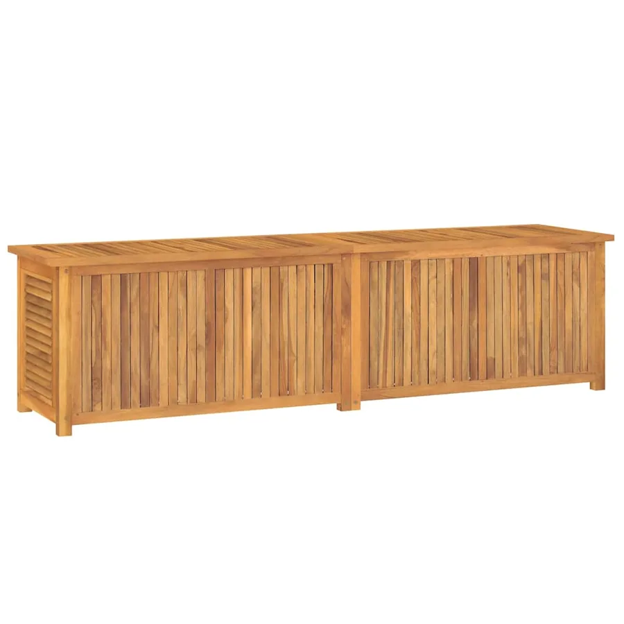 Boîte de rangement jardin et sac 200x50x55 cm bois massif teck - 7