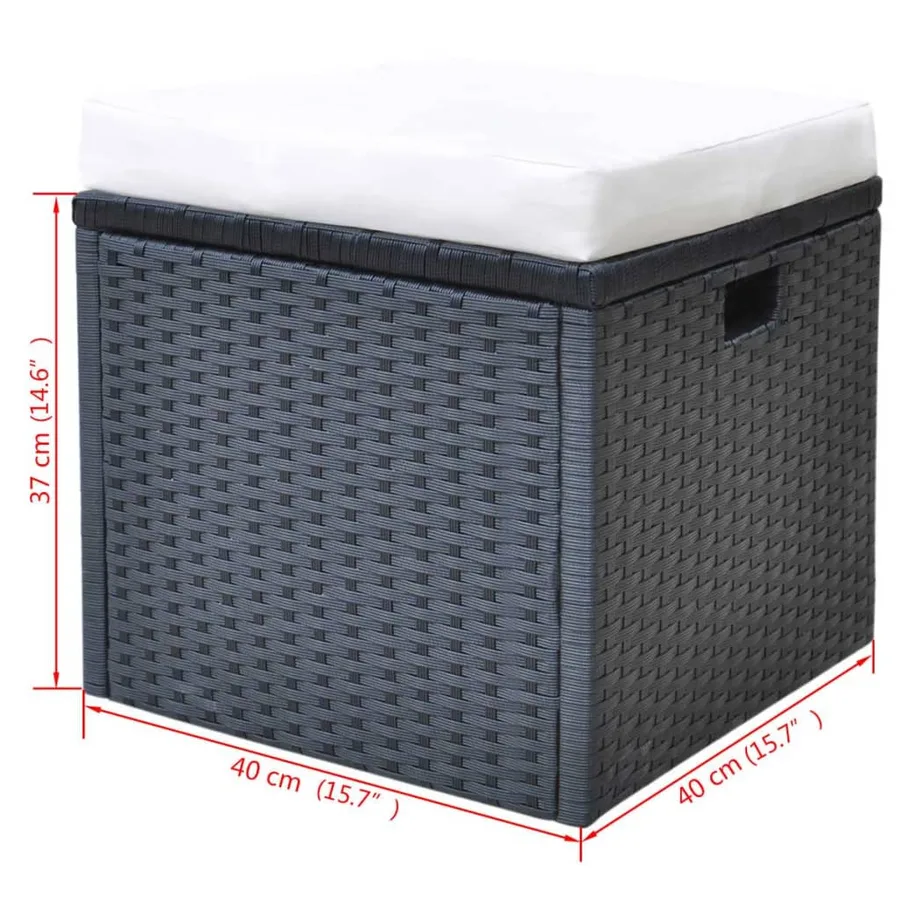 Ensemble à manger d'extérieur 6pcs coussins résine tressée noir - 11