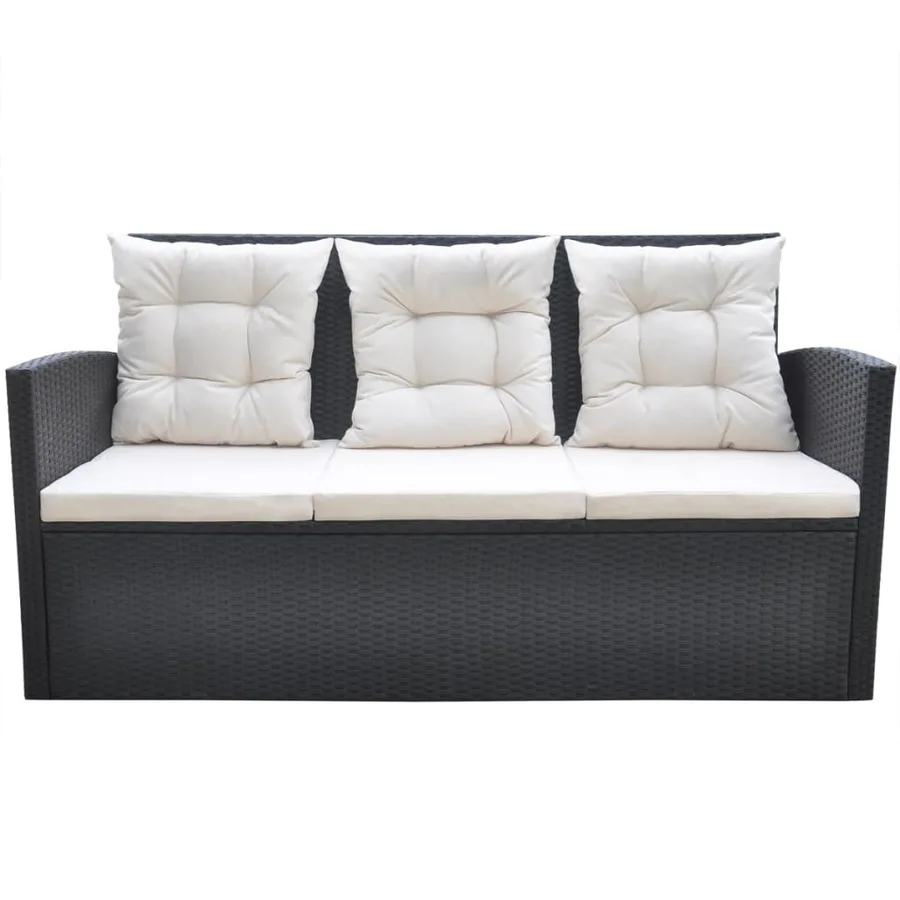 Ensemble à manger d'extérieur 6pcs coussins résine tressée noir - 4