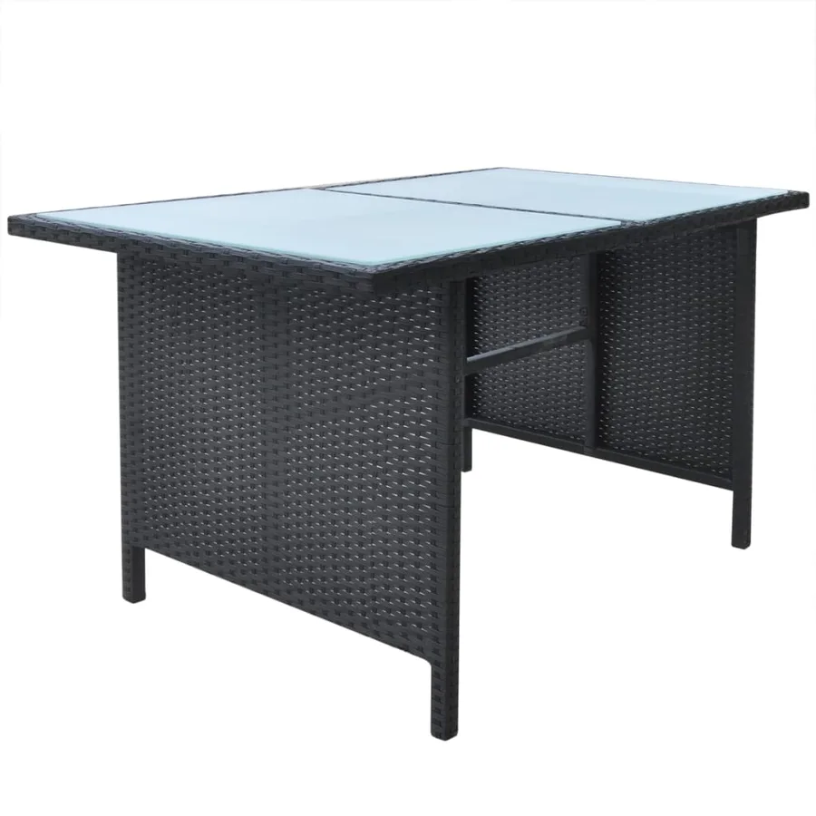 Ensemble à manger d'extérieur 6pcs coussins résine tressée noir - 5
