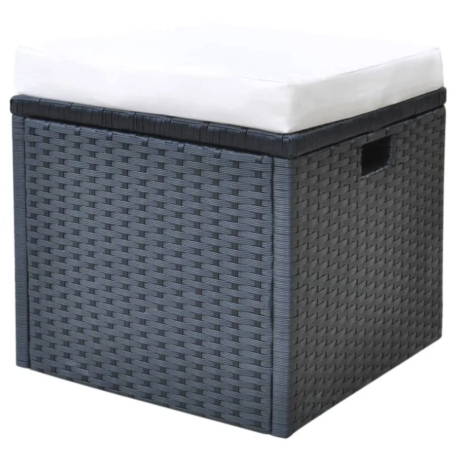 Ensemble à manger d'extérieur 6pcs coussins résine tressée noir - 7