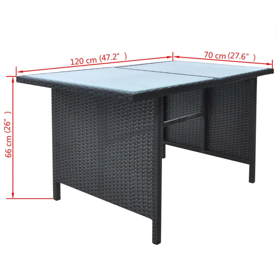 Ensemble à manger d'extérieur 6pcs coussins résine tressée noir - 9