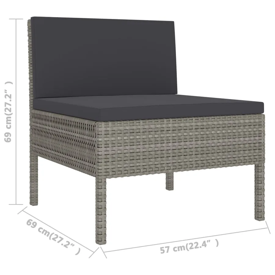Salon de jardin 2 pcs avec coussins Résine tressée Gris - 5