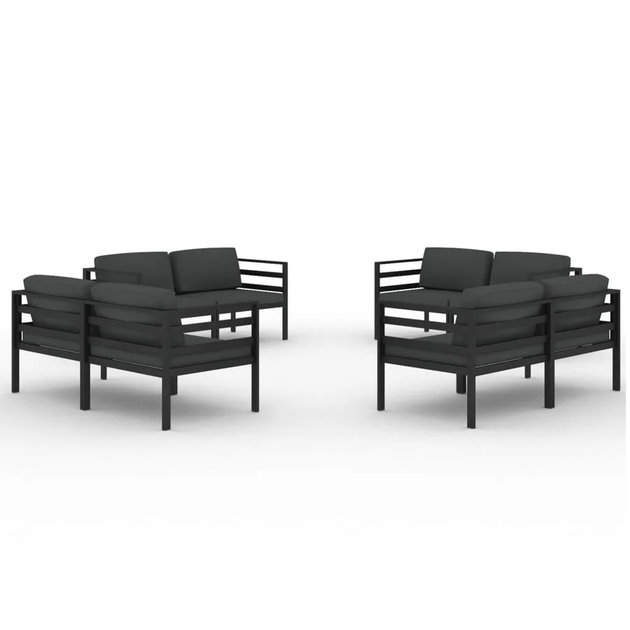 Salon de jardin 8 pcs avec coussins Aluminium Anthracite - 2