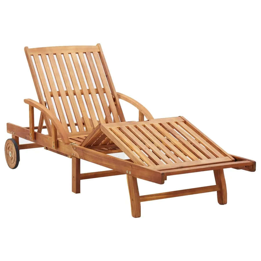 Chaise longue avec coussin bois d'acacia solide - 6