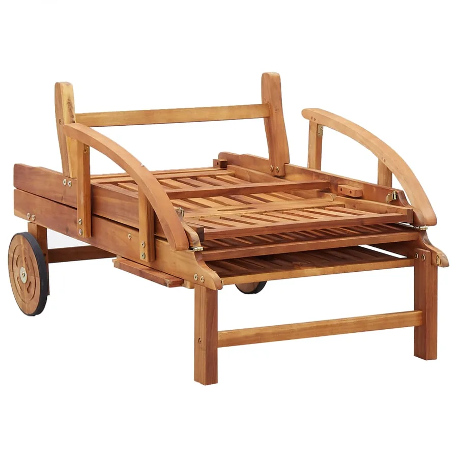 Chaise longue avec coussin bois d'acacia solide - 7