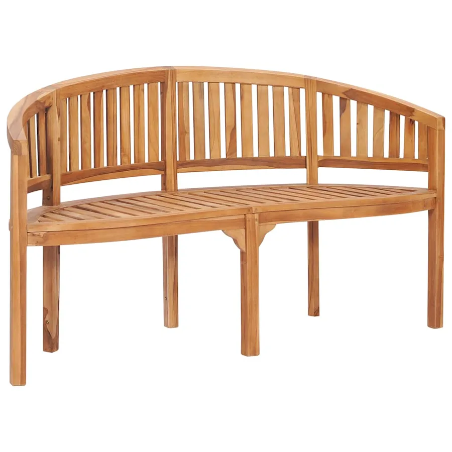 Banc de jardin en forme de banane 151 cm Teck solide - 2