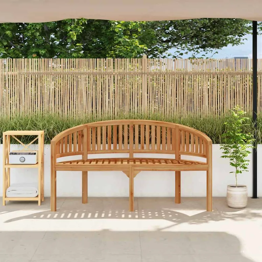 Banc de jardin en forme de banane 151 cm Teck solide - 3