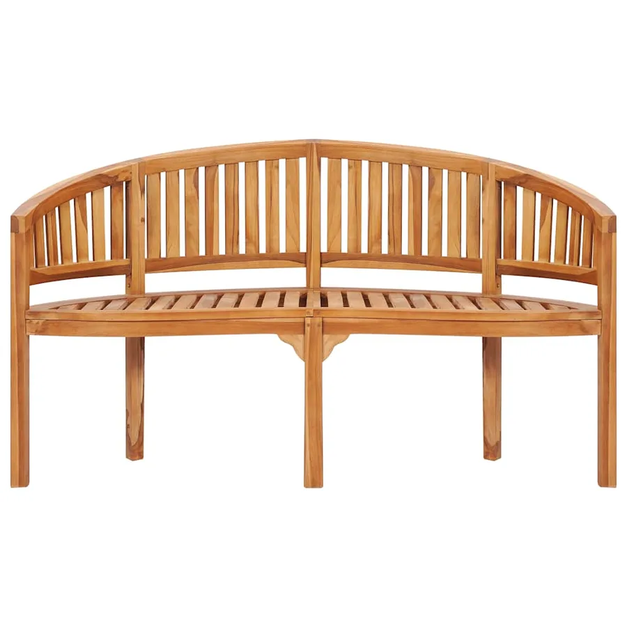 Banc de jardin en forme de banane 151 cm Teck solide - 4