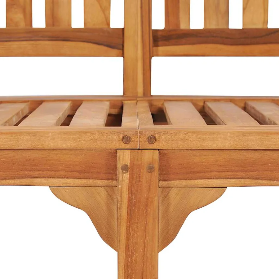 Banc de jardin en forme de banane 151 cm Teck solide - 8