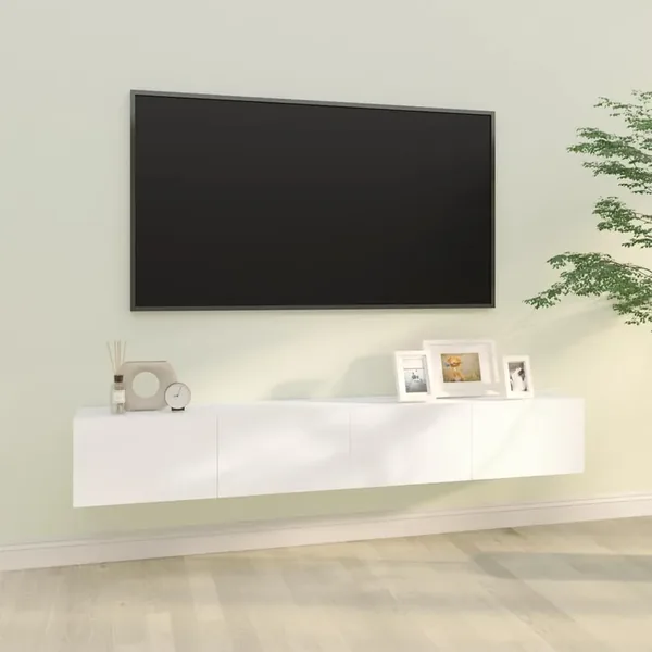 Meubles TV muraux 2 pcs blanc 100x30x30 cm bois d'ingénierie