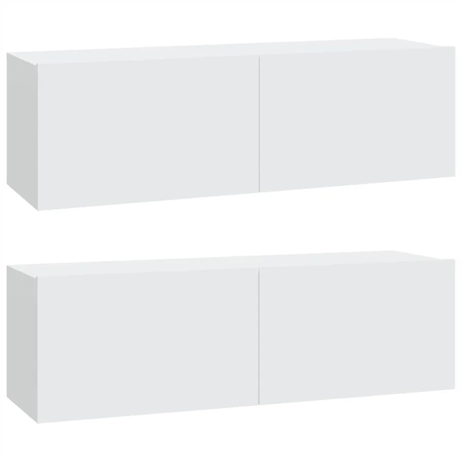 Meubles TV muraux 2 pcs blanc 100x30x30 cm bois d'ingénierie - 2