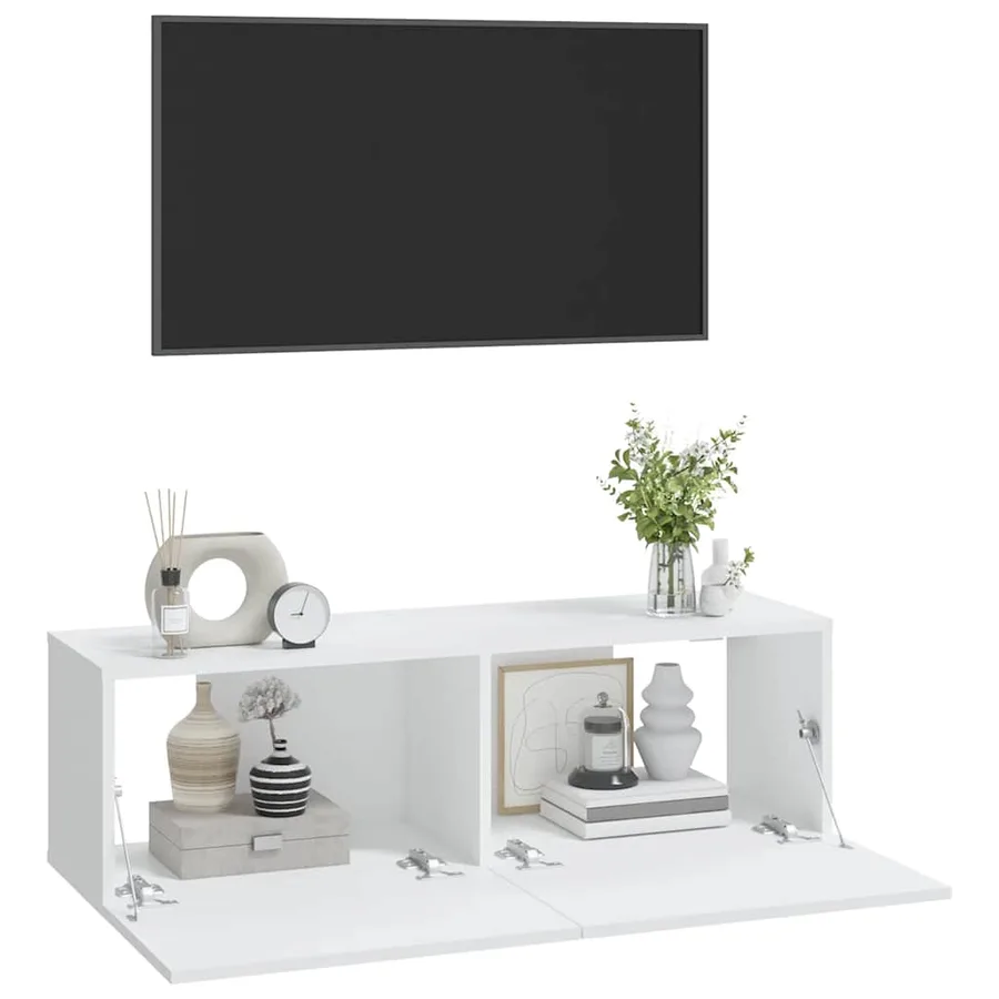 Meubles TV muraux 2 pcs blanc 100x30x30 cm bois d'ingénierie - 4