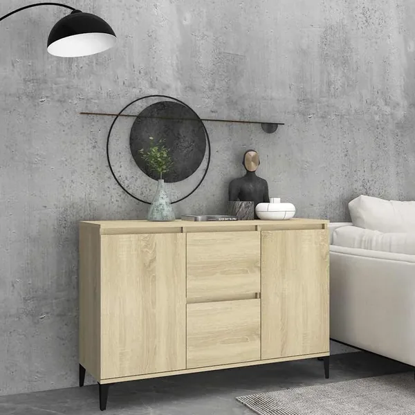 Buffet chêne sonoma 102x35x70 cm bois d'ingénierie