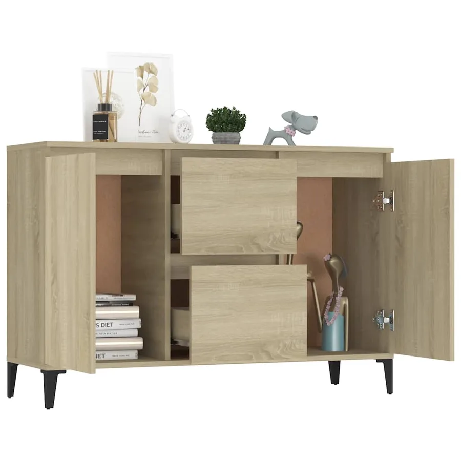 Buffet chêne sonoma 102x35x70 cm bois d'ingénierie - 3