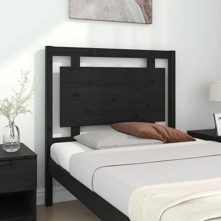 Tête de lit Noir 95,5x4x100 cm Bois massif de pin - 3