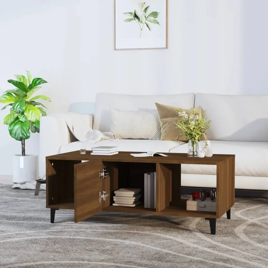 Table basse Chêne marron 102x50x40 cm Bois d'ingénierie - 3