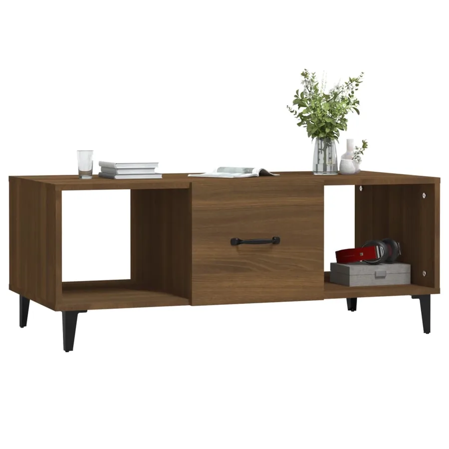 Table basse Chêne marron 102x50x40 cm Bois d'ingénierie - 4