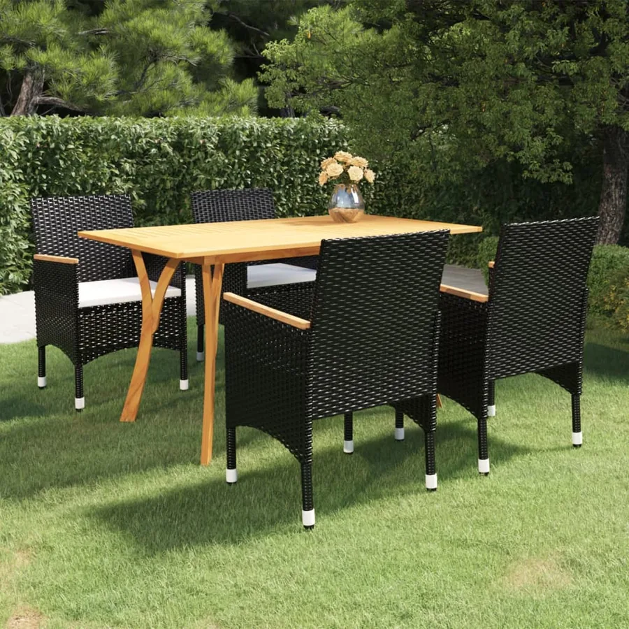 Ensemble à manger de jardin 5 pcs Noir