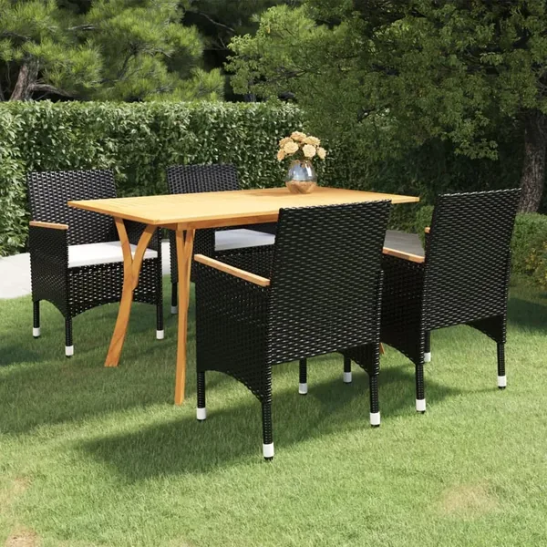 Ensemble à manger de jardin 5 pcs Noir