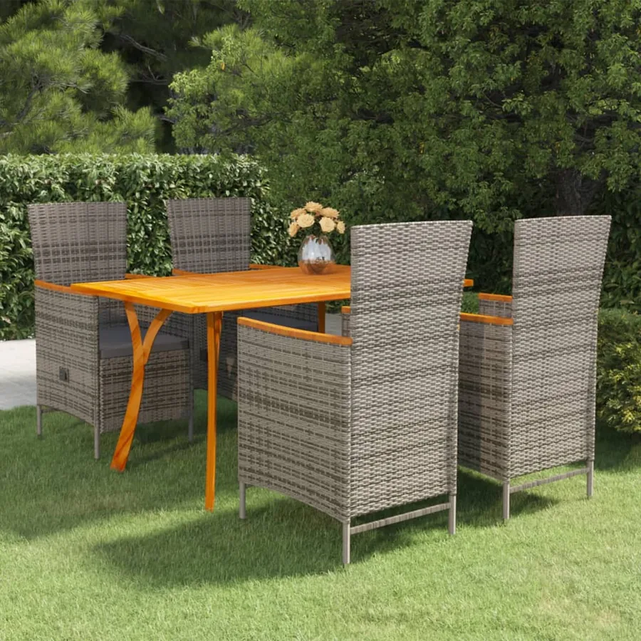Ensemble à manger de jardin 5 pcs Gris