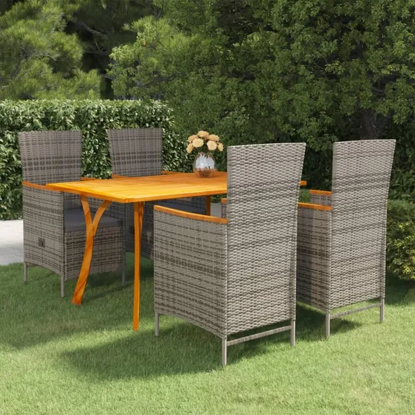 Ensemble à manger de jardin 5 pcs Gris