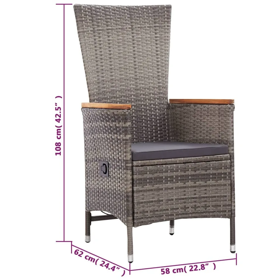 Ensemble à manger de jardin 5 pcs Gris - 10