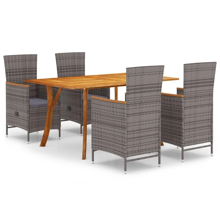 Ensemble à manger de jardin 5 pcs Gris - 2