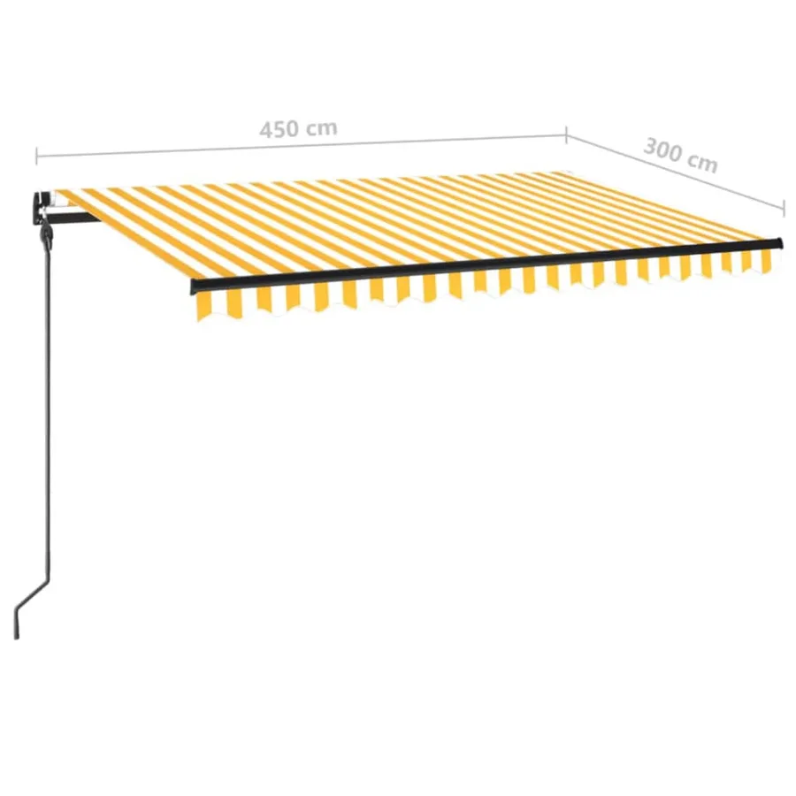 Auvent manuel rétractable 450x300 cm Jaune et blanc - 7