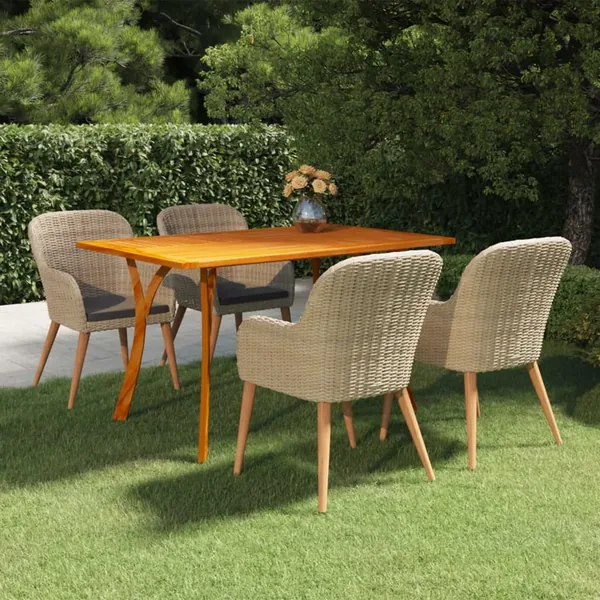 Ensemble à manger de jardin 5 pcs Marron