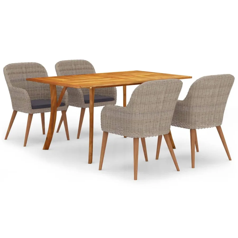 Ensemble à manger de jardin 5 pcs Marron - 2