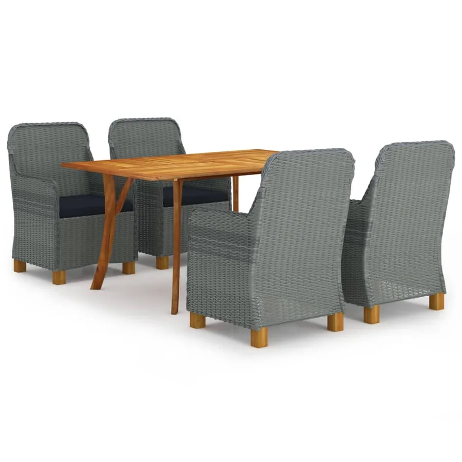 Ensemble à manger de jardin 5 pcs Gris clair