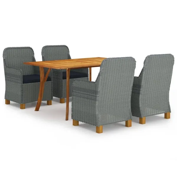 Ensemble à manger de jardin 5 pcs Gris clair