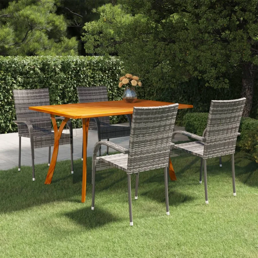 Ensemble à manger de jardin 5 pcs Gris