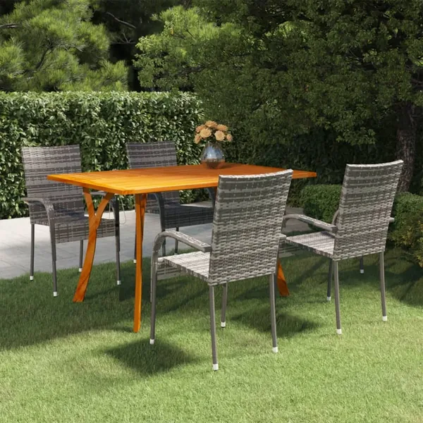 Ensemble à manger de jardin 5 pcs Gris