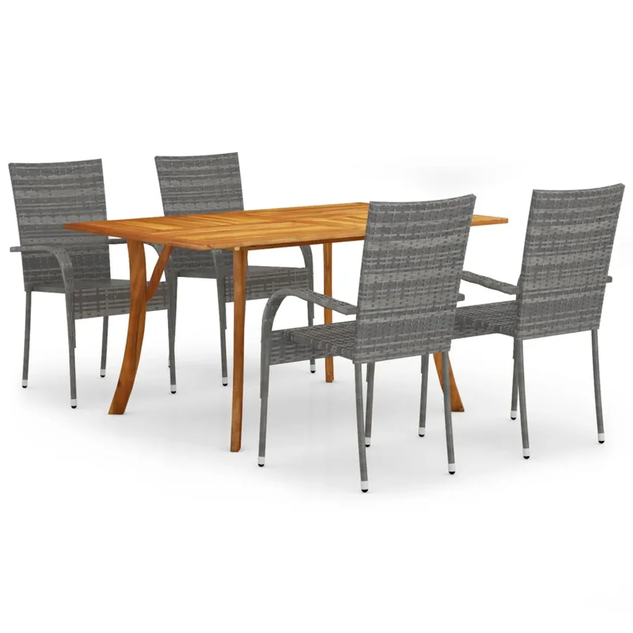 Ensemble à manger de jardin 5 pcs Gris - 2