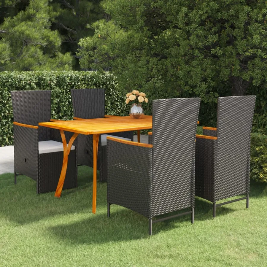 Ensemble à manger de jardin 5 pcs noir