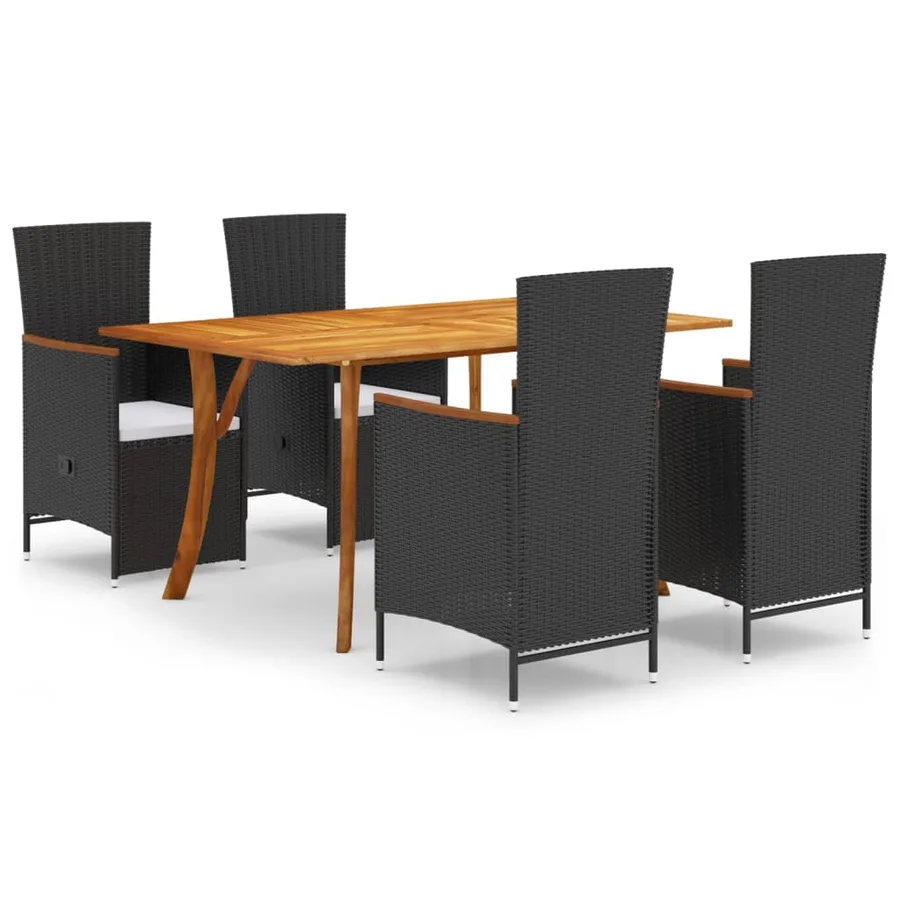 Ensemble à manger de jardin 5 pcs noir - 2