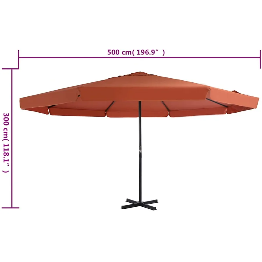 Parasol d'extérieur avec mât en aluminium 500 cm terre cuite - 7