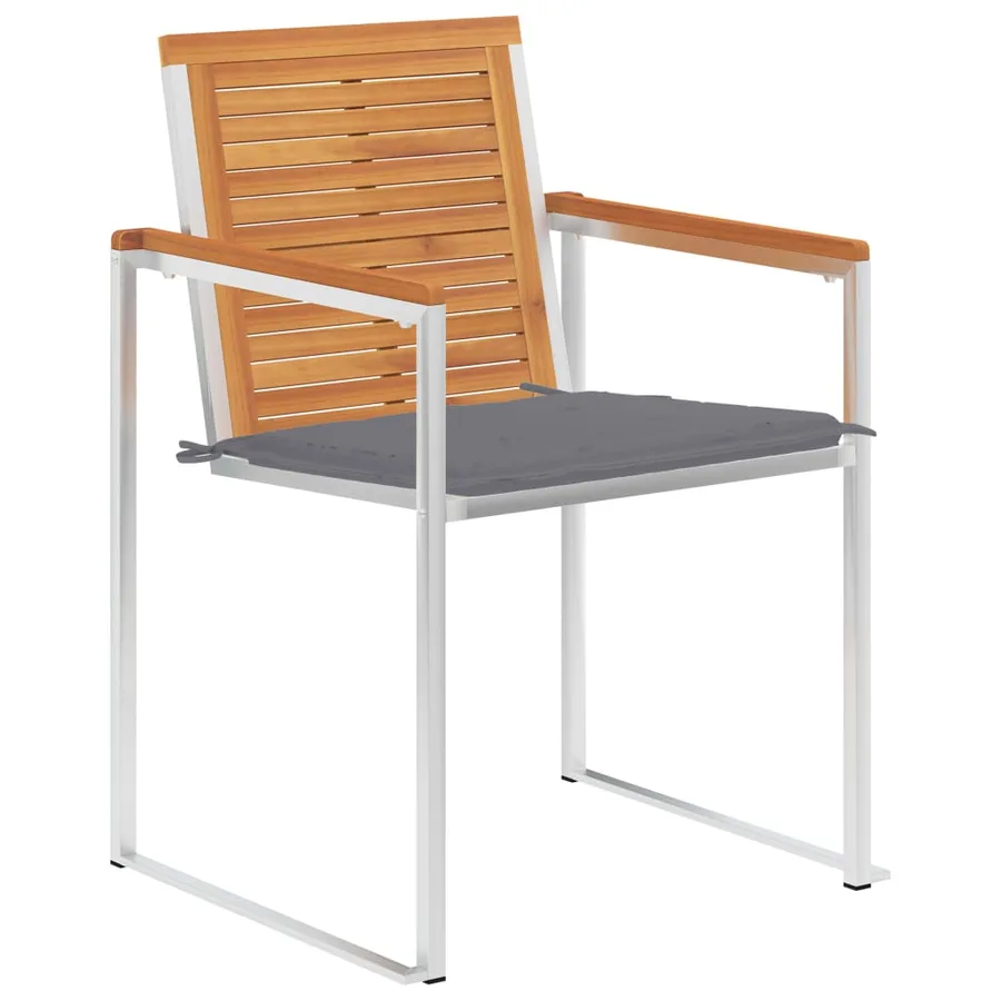 Chaises de jardin avec coussins lot de 2 Acacia solide et acier - 3